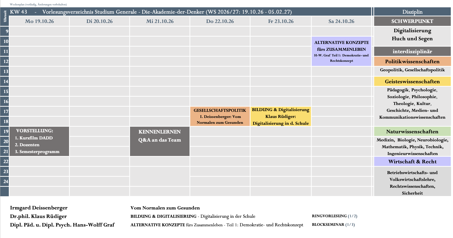 Stundenplan Stundenplan